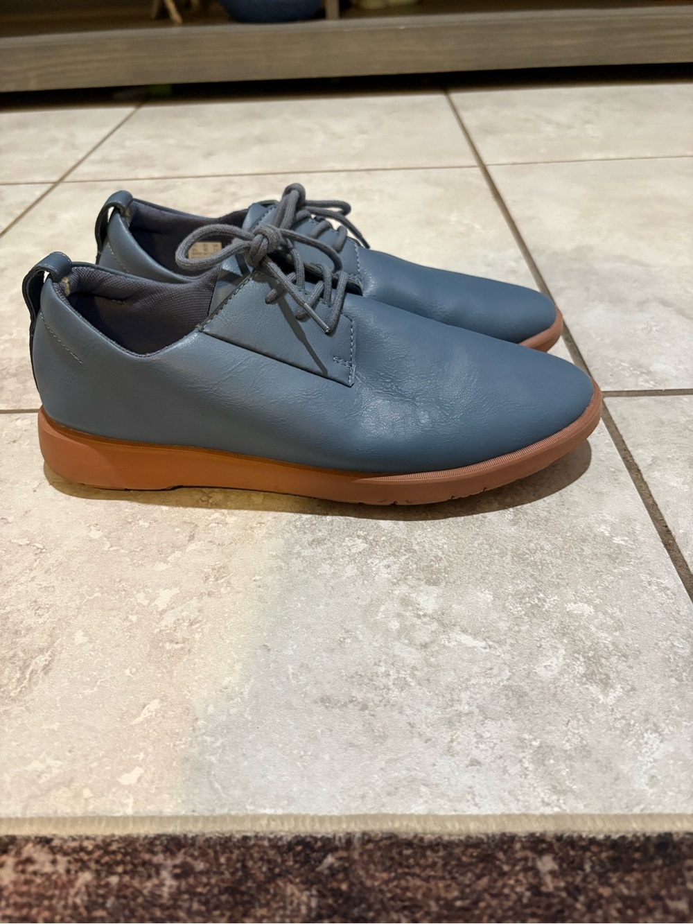 PONTO 9.5 Men's Lace-Up oxford recycled leather in Slate Blue  Tan Sole